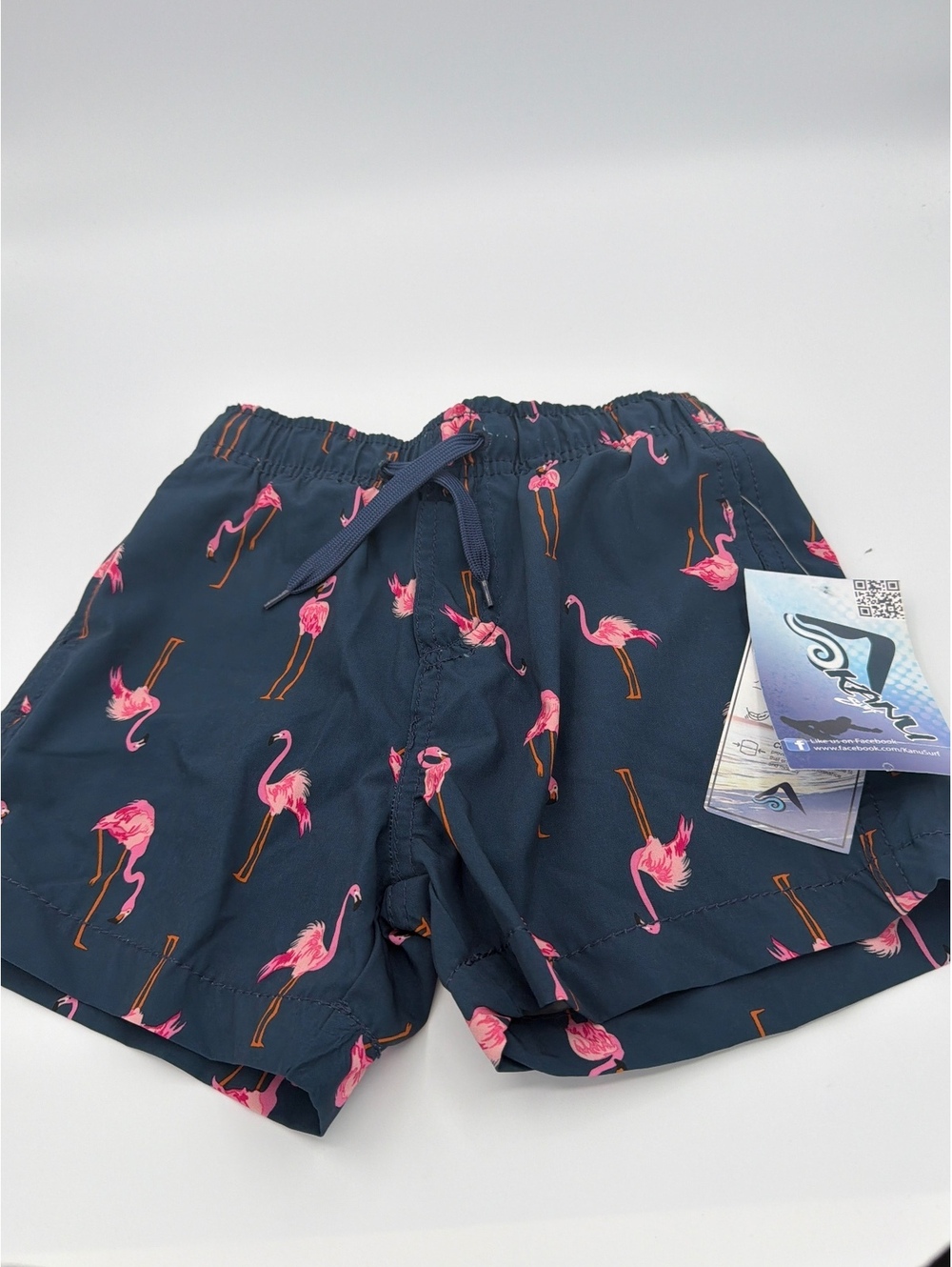 Kanu Surf Boys San Diego Navy Flamingo Print Swim Trunks Size 5-6